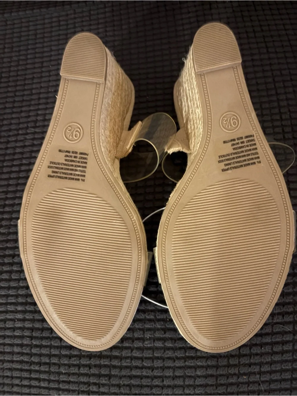 Wedge Sandals with Clear Straps Neutral Tan